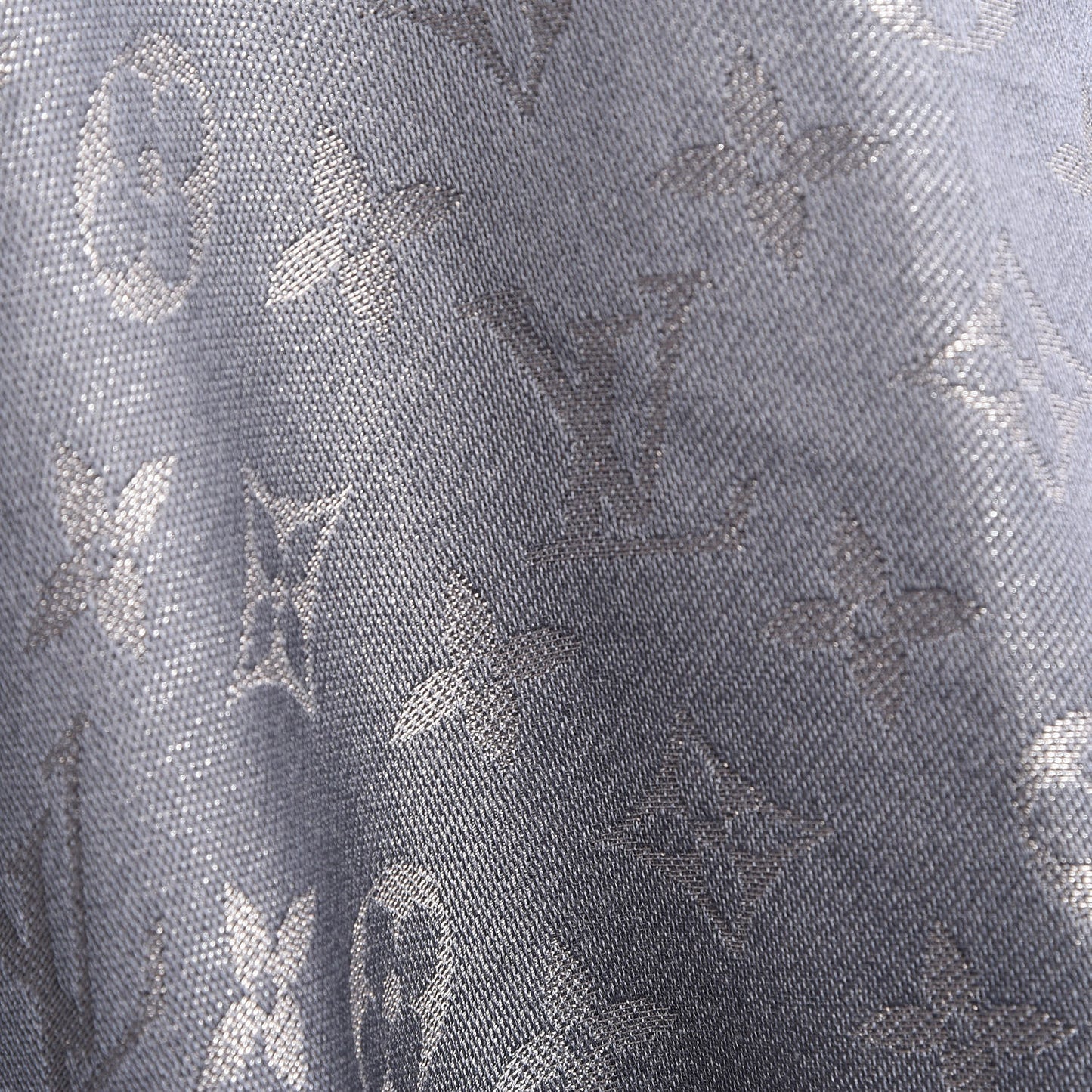 Silk Lurex Wool Monogram Shine Shawl Charcoal Grey