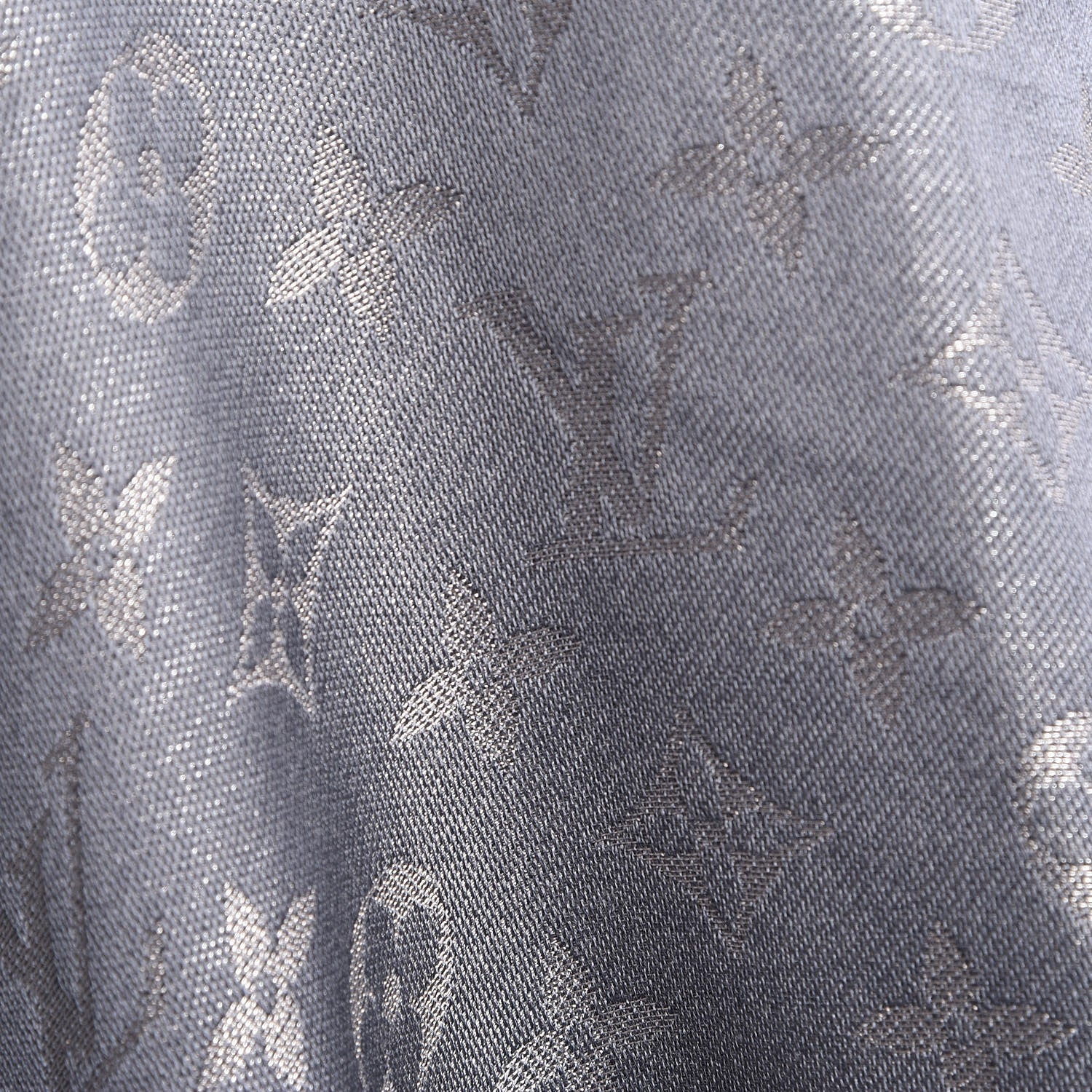 Louis Vuitton Silk Lurex Wool Monogram Shine Shawl Charcoal Grey 6 of 6