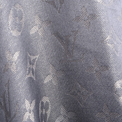 Louis Vuitton Silk Lurex Wool Monogram Shine Shawl Charcoal Grey 6 of 6