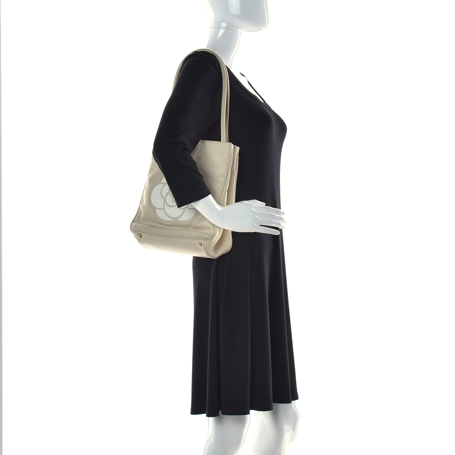 Chanel Lambskin Camellia Tote Beige 2 of 14