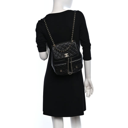 Chanel Calfskin Quilted Large Duma Pockets Drawstring Backpack Black 2 of 10