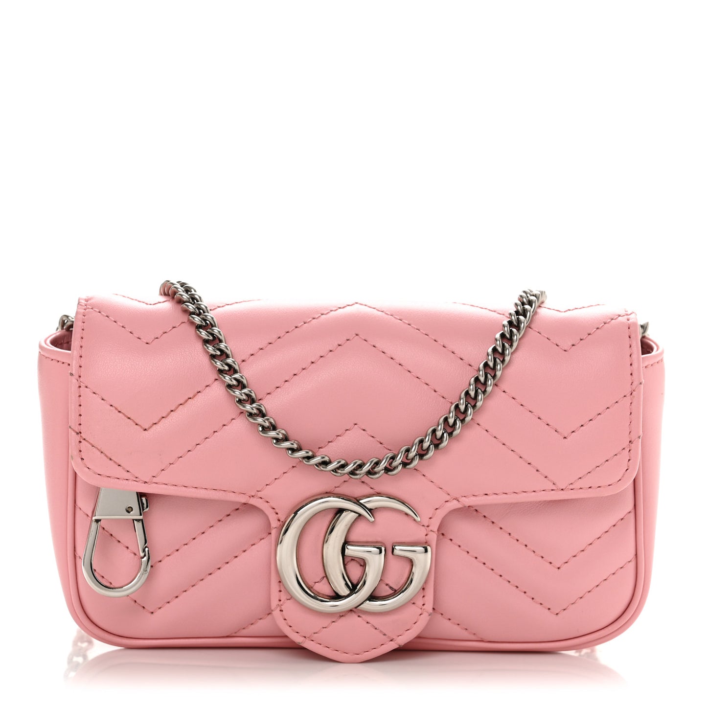 Calfskin Matelasse Super Mini GG Marmont Shoulder Bag Wild Rose