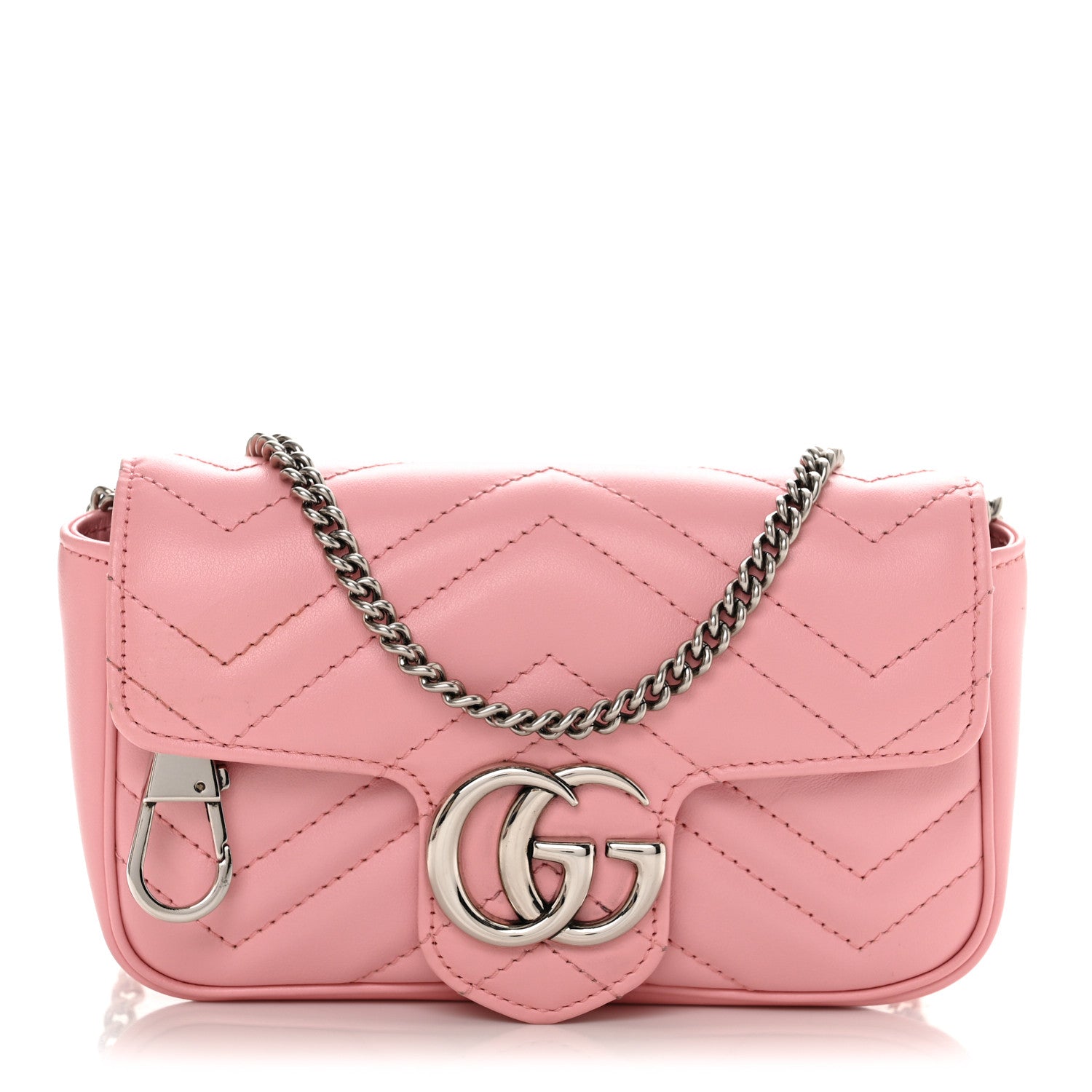 Gucci Calfskin Matelasse Super Mini GG Marmont Shoulder Bag Wild Rose 1 of 10