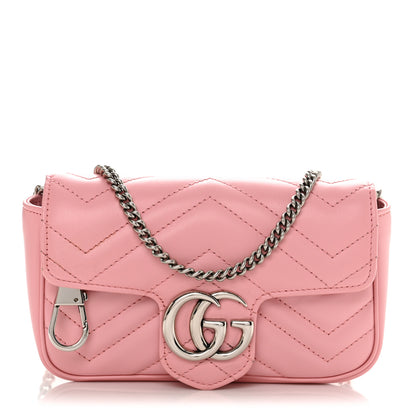 Gucci Calfskin Matelasse Super Mini GG Marmont Shoulder Bag Wild Rose 1 of 10