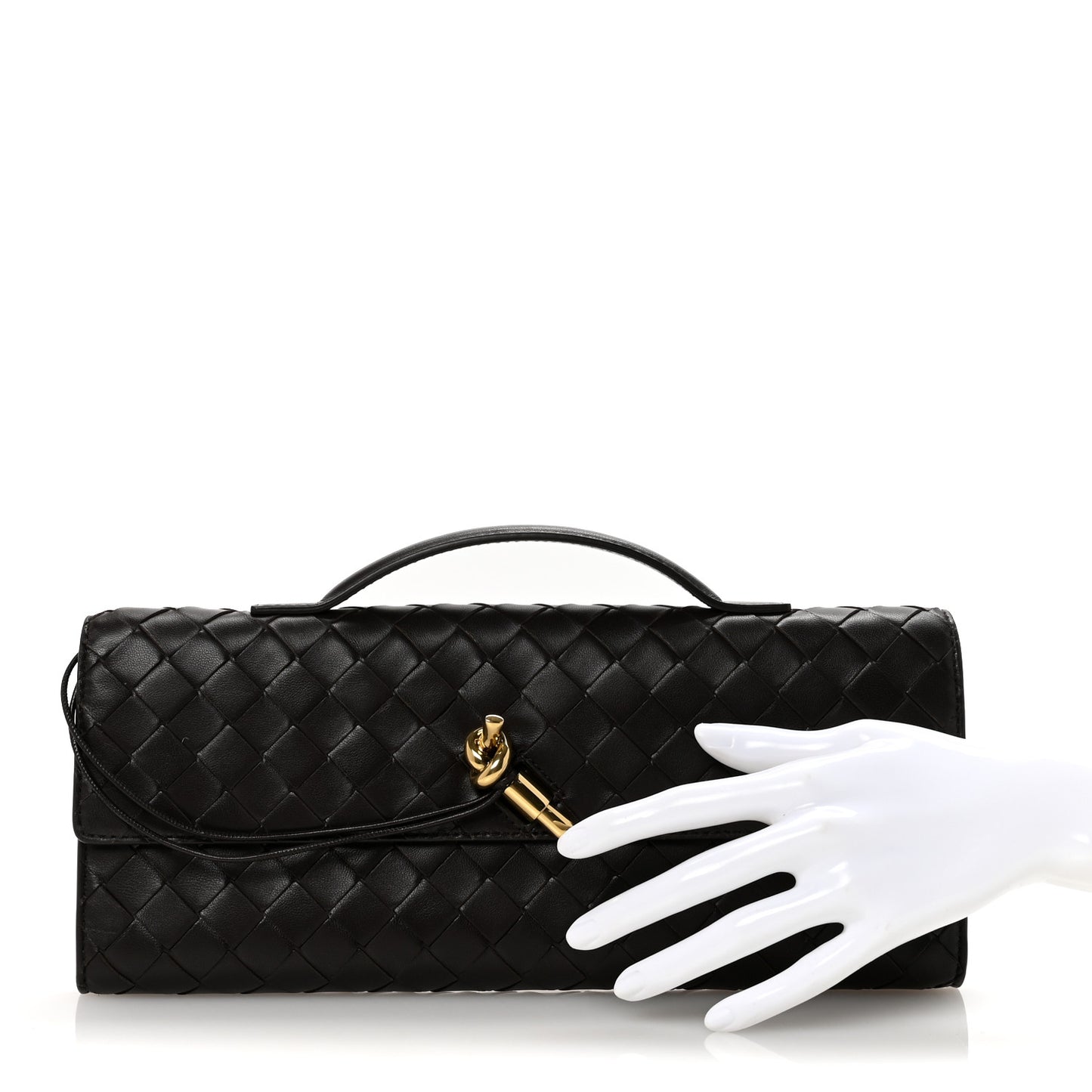 Nappa Intrecciato Long Andiamo Top Handle Clutch Fondant