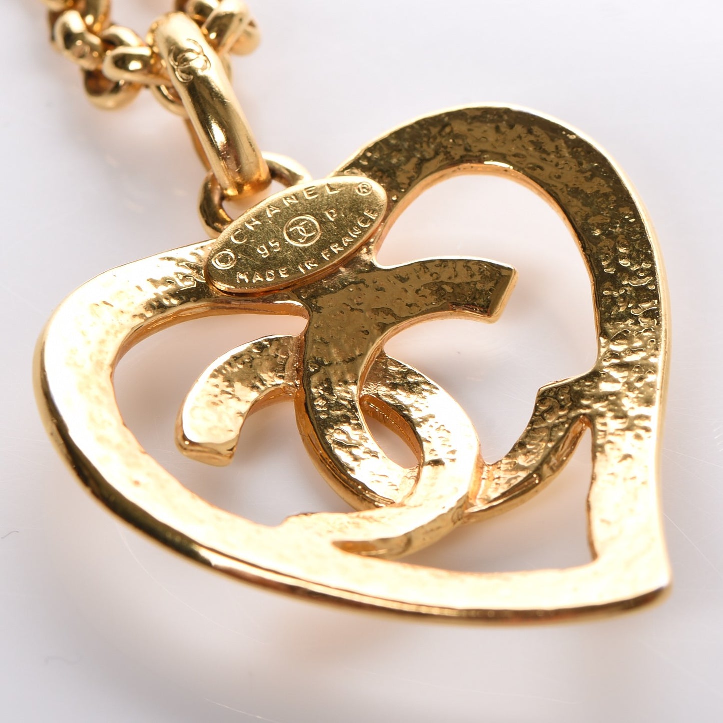 CC Heart Chain Pendant Necklace Gold