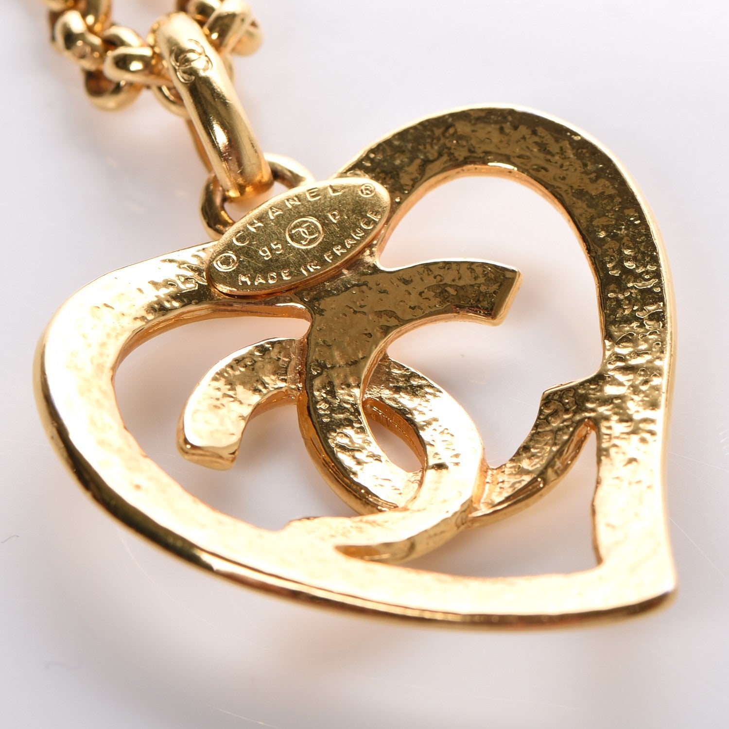 Chanel CC Heart Chain Pendant Necklace Gold 7 of 8
