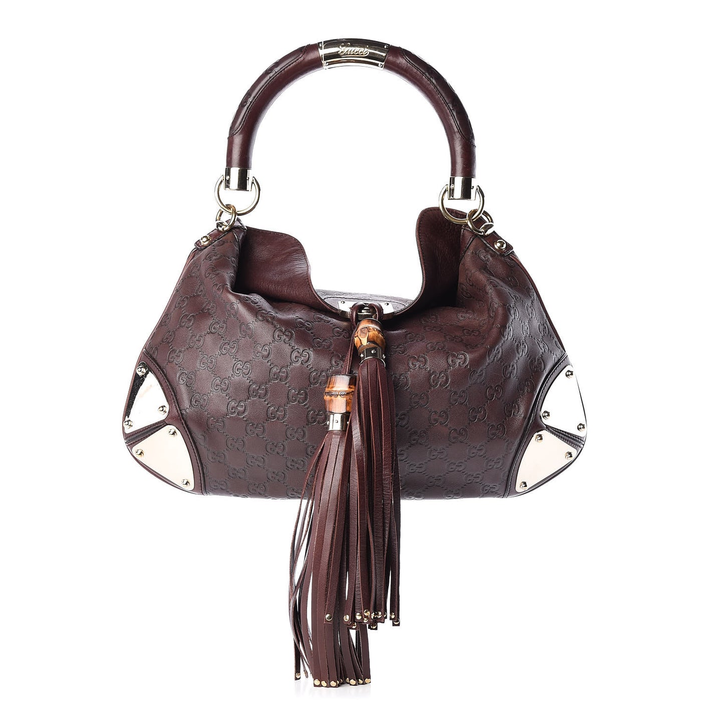 Guccissima Medium Indy Top Handle Hobo Dark Brown