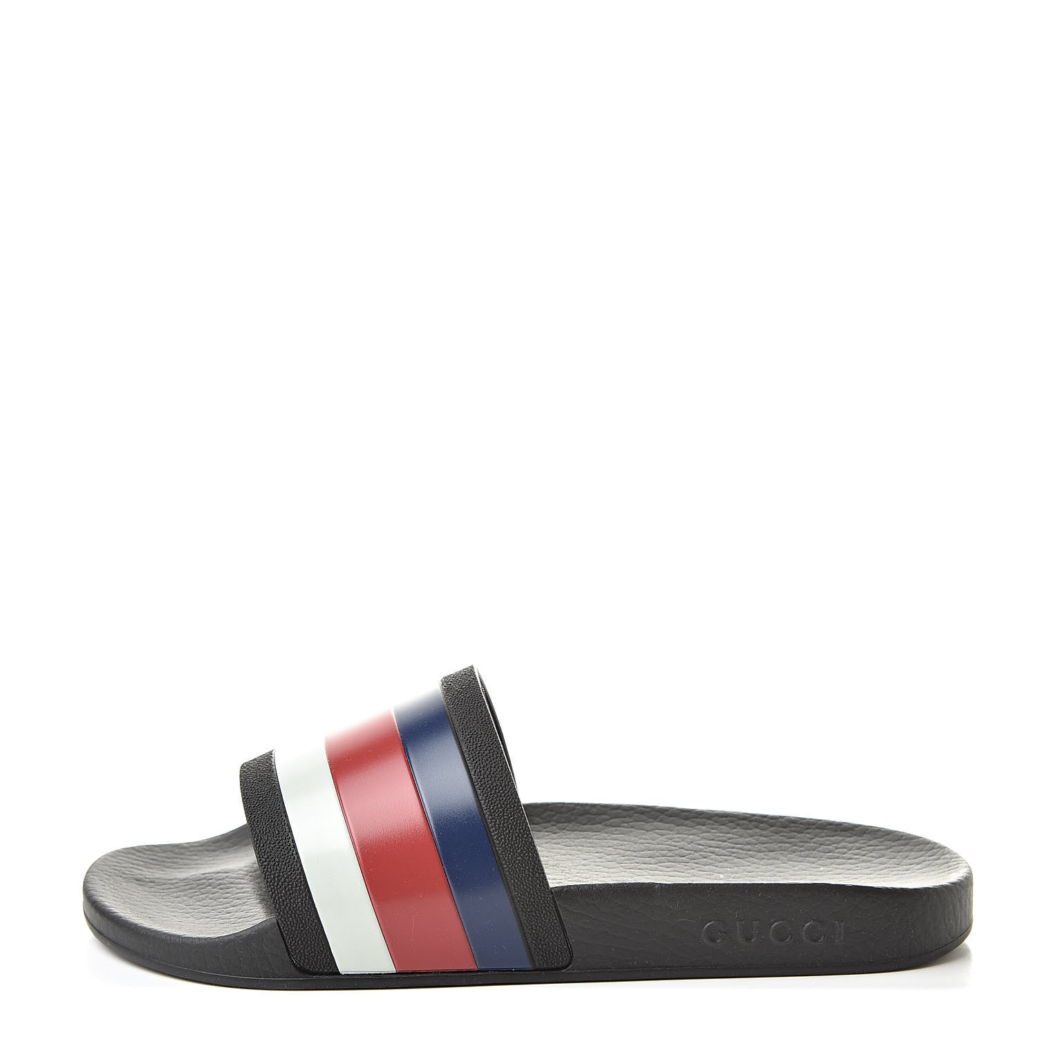 Gucci Rubber Web Mens Pool Slide Sandals 8 Black Mystic White Hibiscus Red Marine 1 of 7