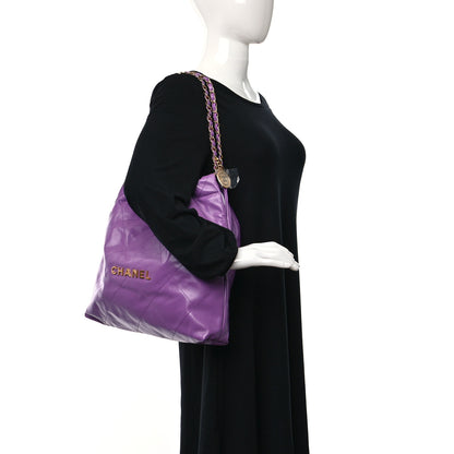 Chanel Shiny Calfskin Quilted Chanel 22 Purple 2 of 12