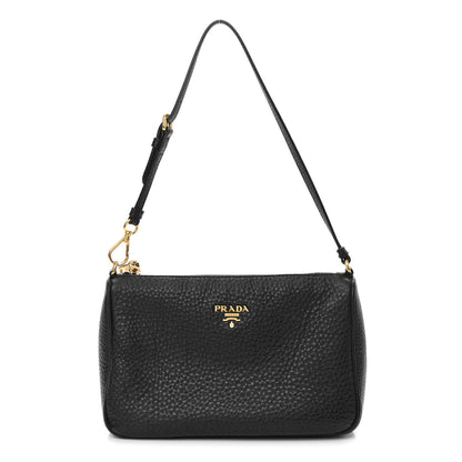 Prada Vitello Daino Pochette Bag Black 1 of 12