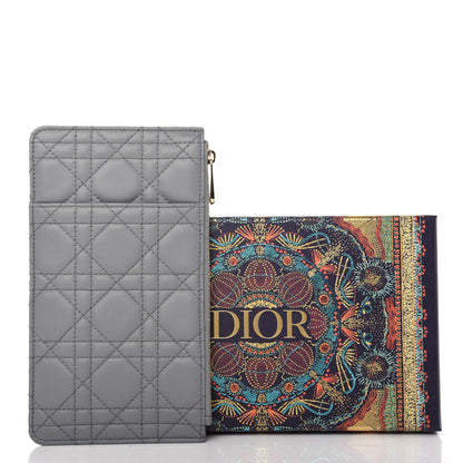 Christian Dior Lambskin Cannage Large Lady Dior Zip Wallet Grey 8 of 8