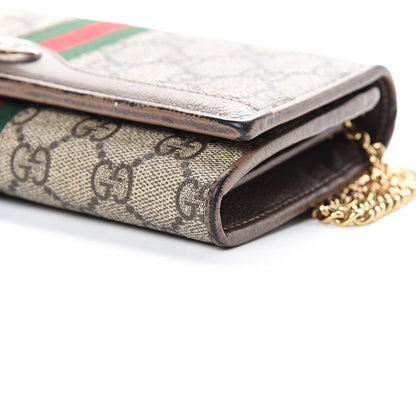 Gucci GG Supreme Monogram Web Ophidia Wallet On Chain Brown 9 of 15
