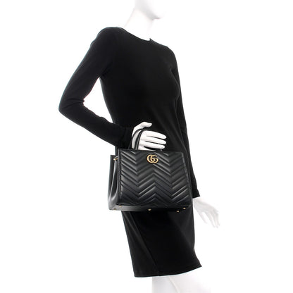 Gucci Calfskin Matelasse Small GG Marmont Tote Black 3 of 8