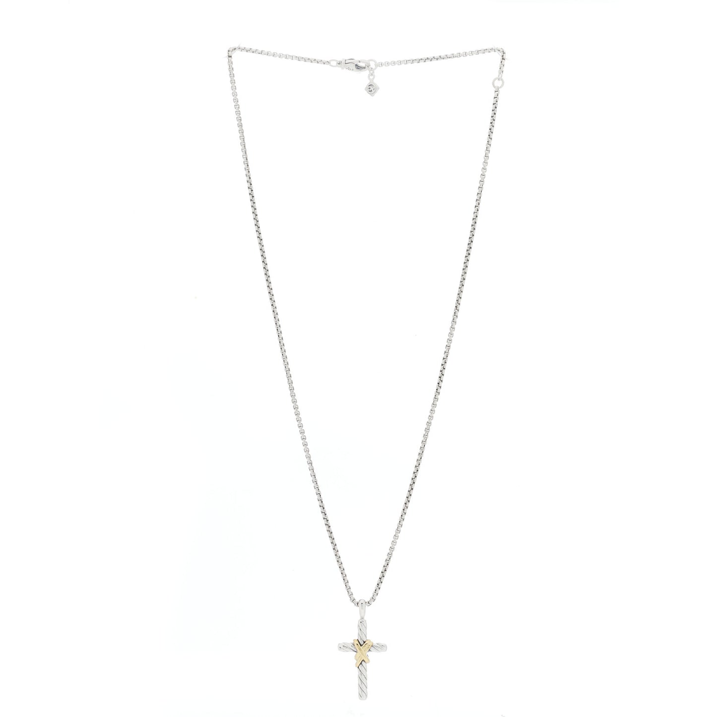 Sterling Silver 14K Yellow Gold X Cross Necklace