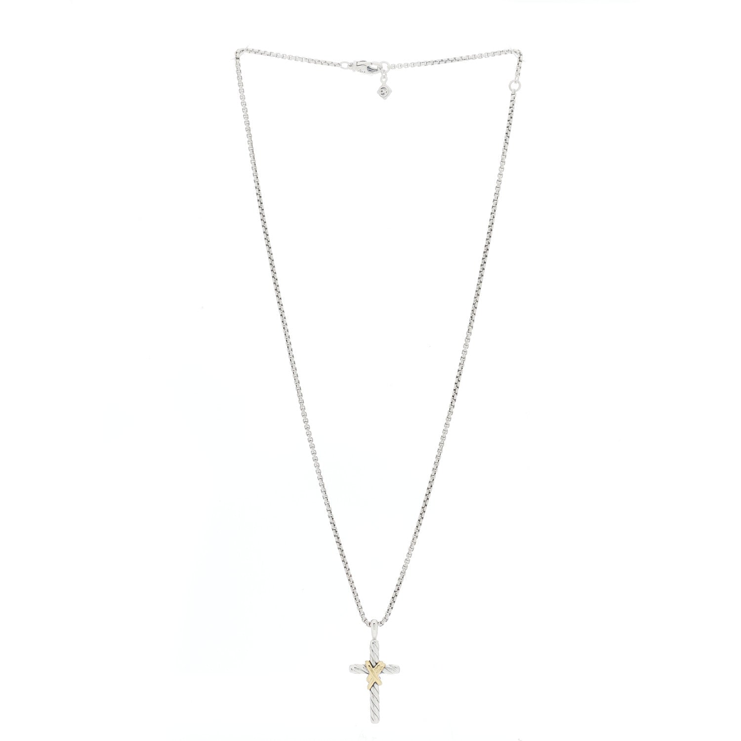 David Yurman Sterling Silver 14K Yellow Gold X Cross Necklace 2 of 6