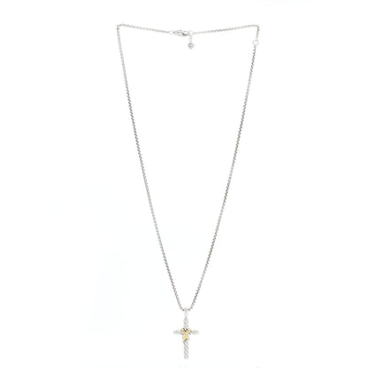 David Yurman Sterling Silver 14K Yellow Gold X Cross Necklace 2 of 6