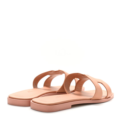Hermes Calfskin Oran Sandals 37.5 Granit Rose 4 of 8