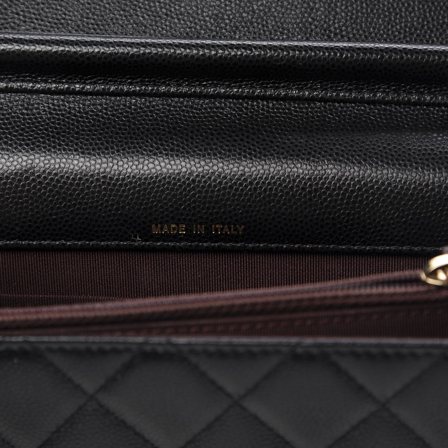 Caviar Quilted Square Wallet On Chain WOC Black