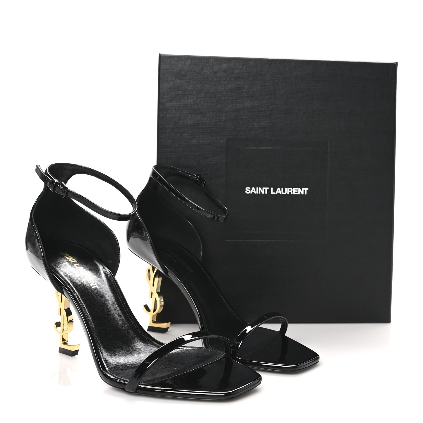 Patent Calfskin Opyum 85 Sandals 39.5 Black