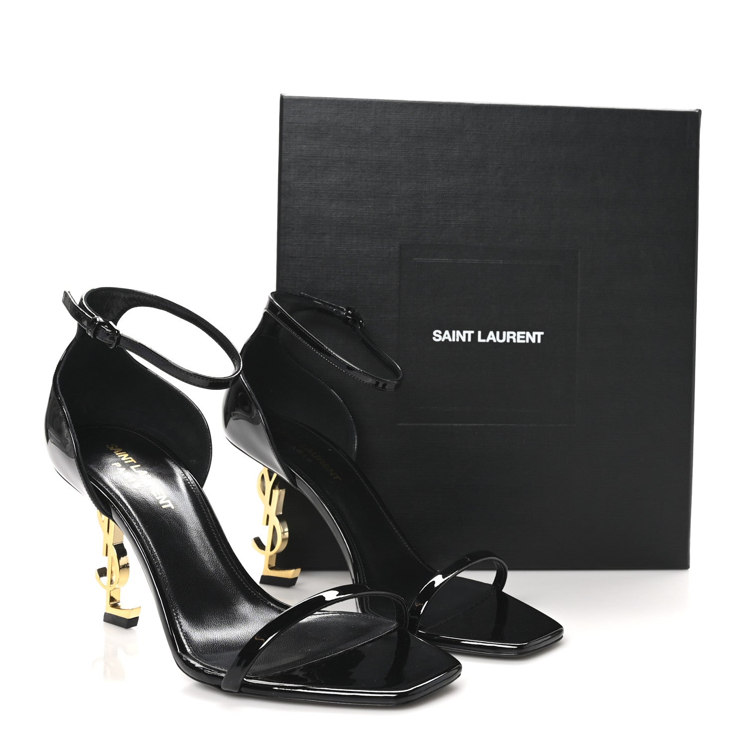 Saint Laurent Patent Calfskin Opyum 85 Sandals 39.5 Black 9 of 9