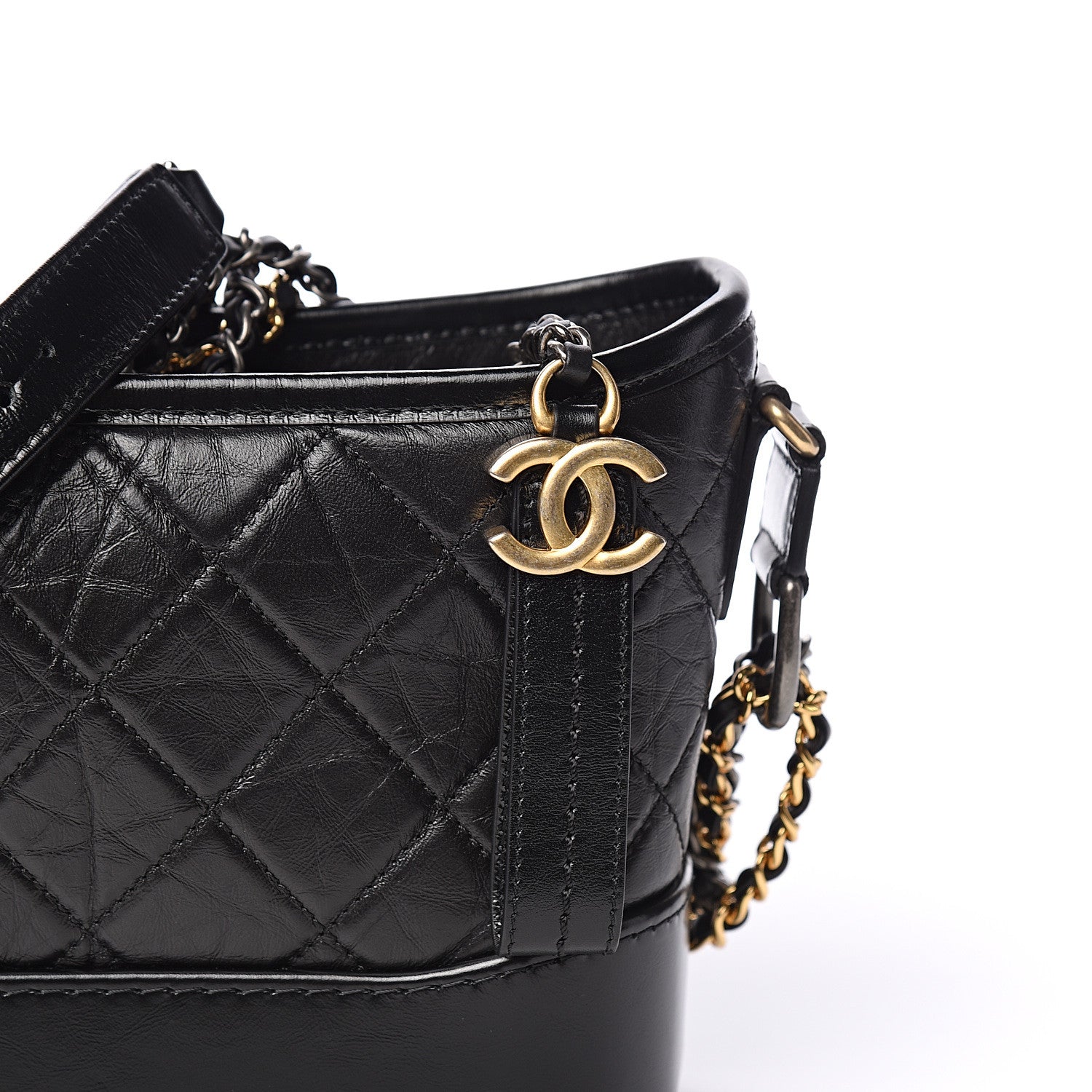 Chanel Aged Calfskin Quilted Small Gabrielle Hobo Black 9 of 10