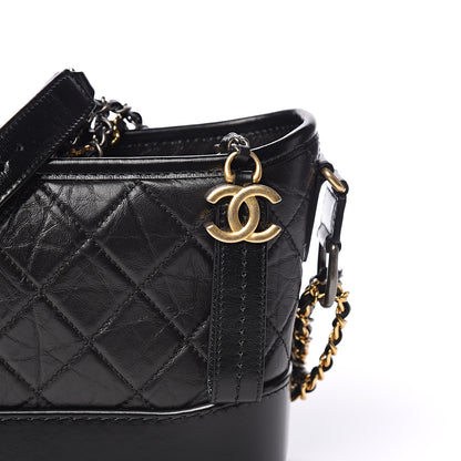 Chanel Aged Calfskin Quilted Small Gabrielle Hobo Black 9 of 10