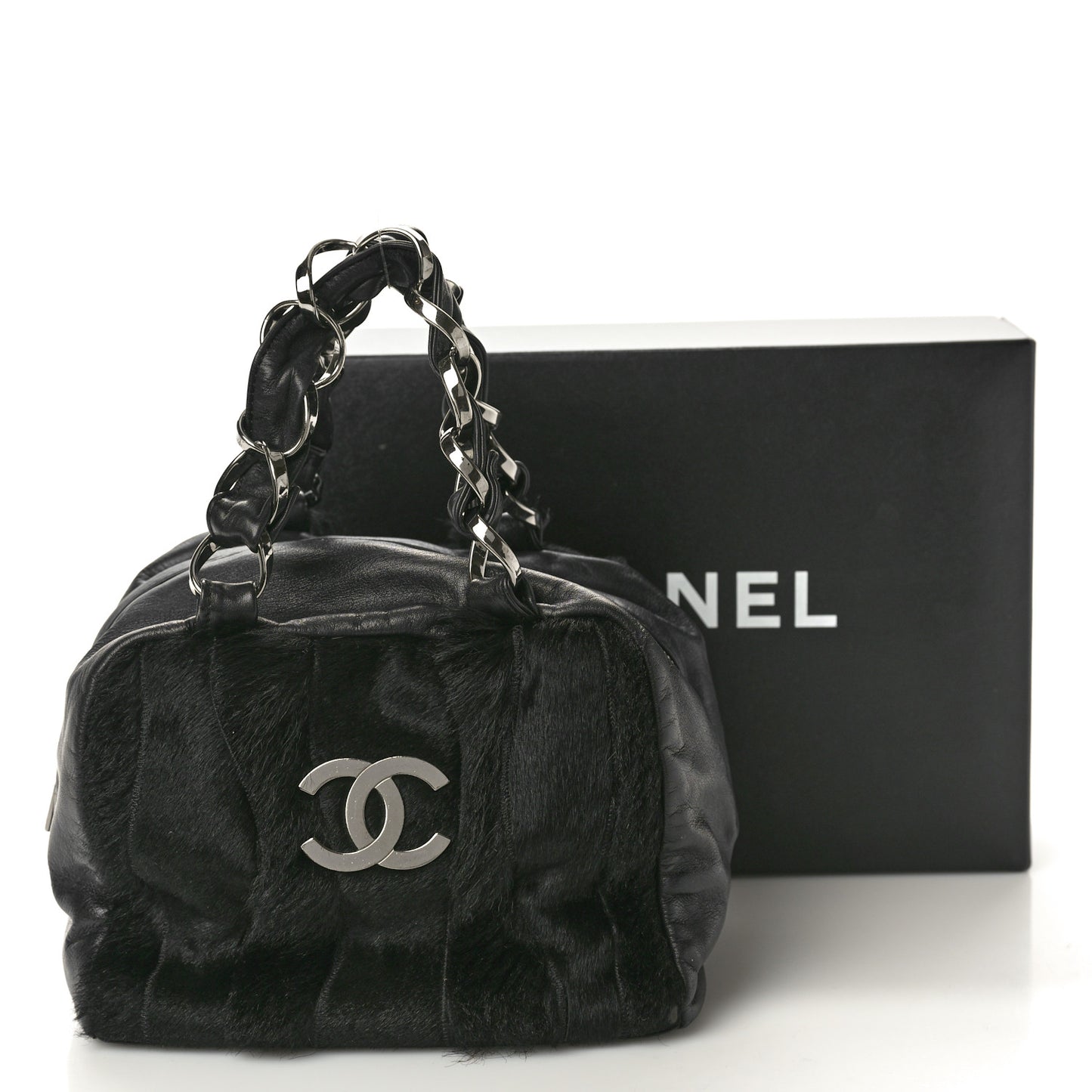 Lambskin Pony Hair Tote Black