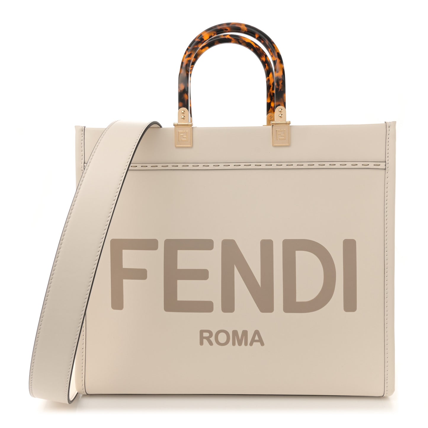 Vitello King Plexiglass Medium Fendi Sunshine Shopper Tote White Ice