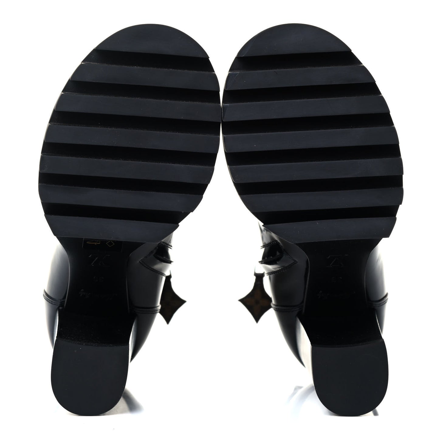 Patent Calfskin Monogram Star Trail Ankle Boots 36 Black
