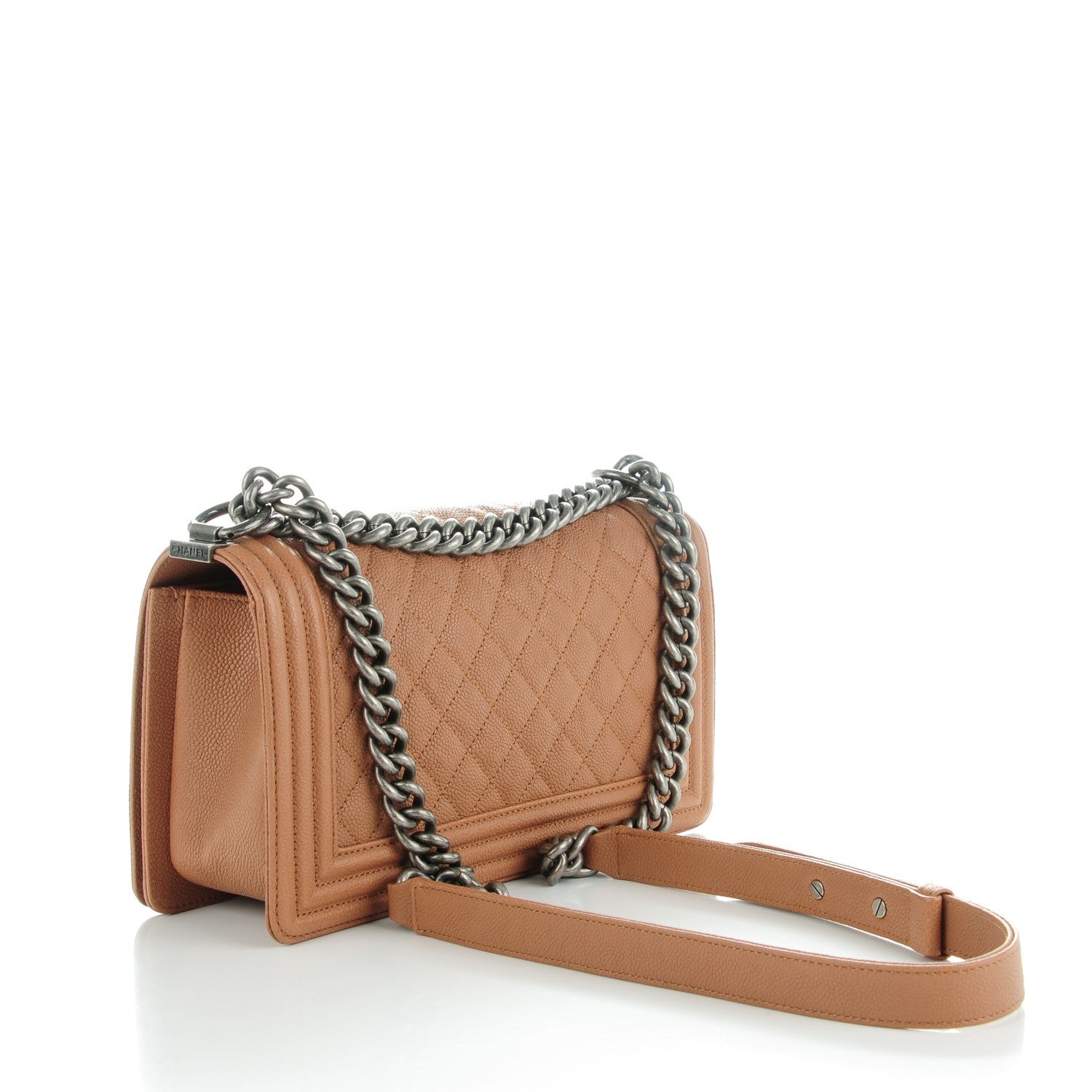 Chanel Caviar Quilted Medium Boy Flap Camel 3 of 8