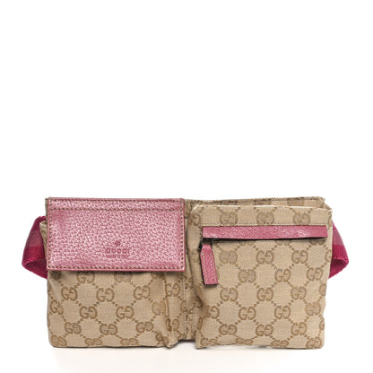 Gucci GG Monogram Web Double Pocket Belt Bag Pink 1 of 11