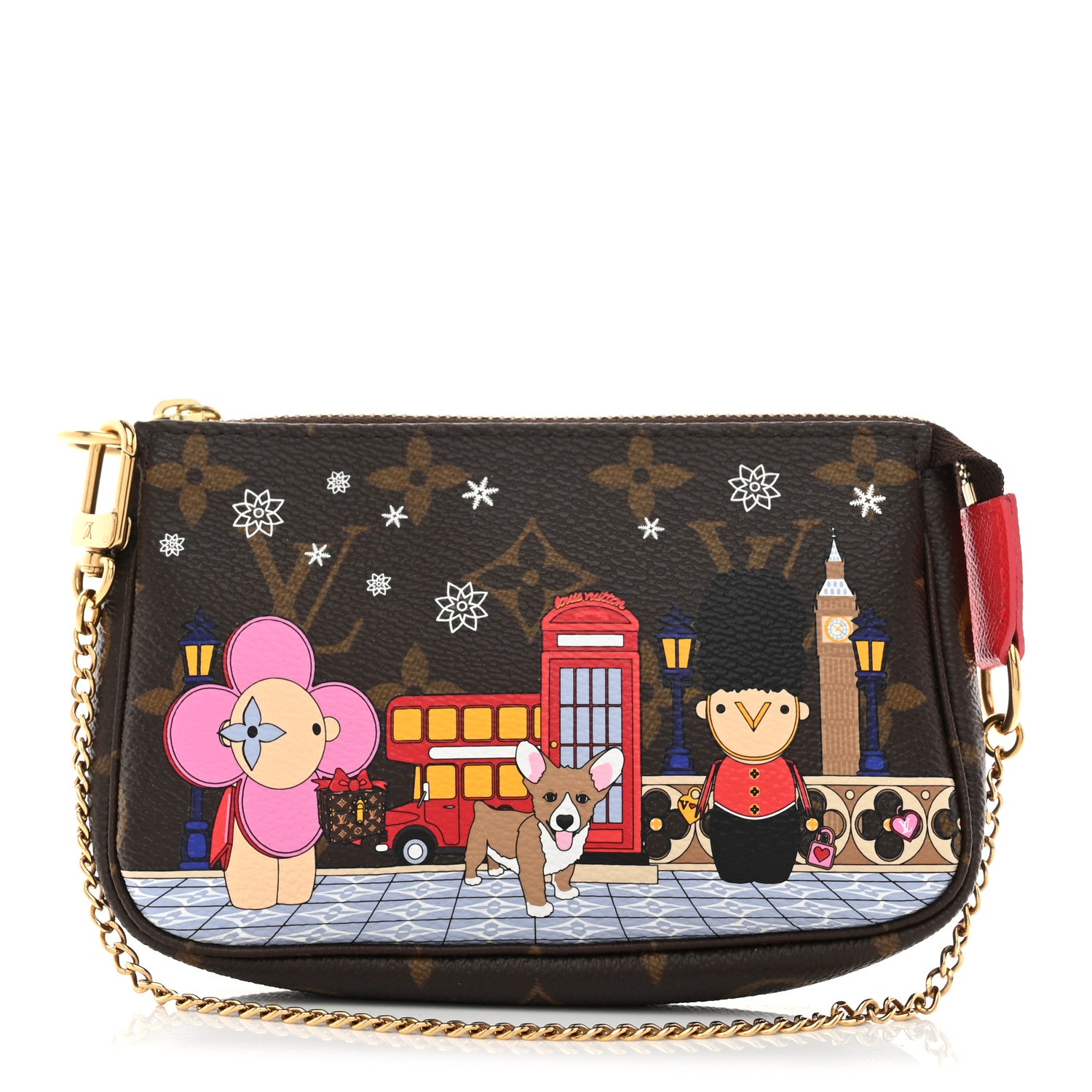 Louis Vuitton Monogram 2021 Christmas Animation London Mini Pochette Accessories Red 1 of 10
