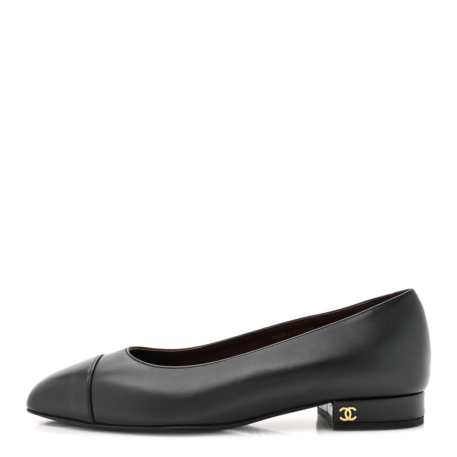 Chanel Lambskin Cap Toe CC Uniform Ballerina Flats 37.5 Black 1 of 10