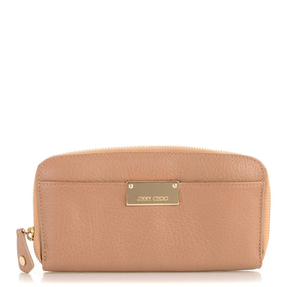 Jimmy Choo Grainy Calfskin Rush Wallet Clutch Nude 1 of 12
