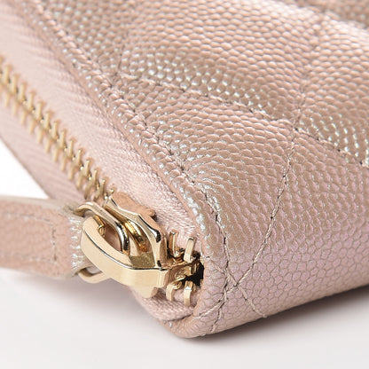 Chanel Iridescent Caviar Quilted Long Zip Around Wallet Beige 5 of 11