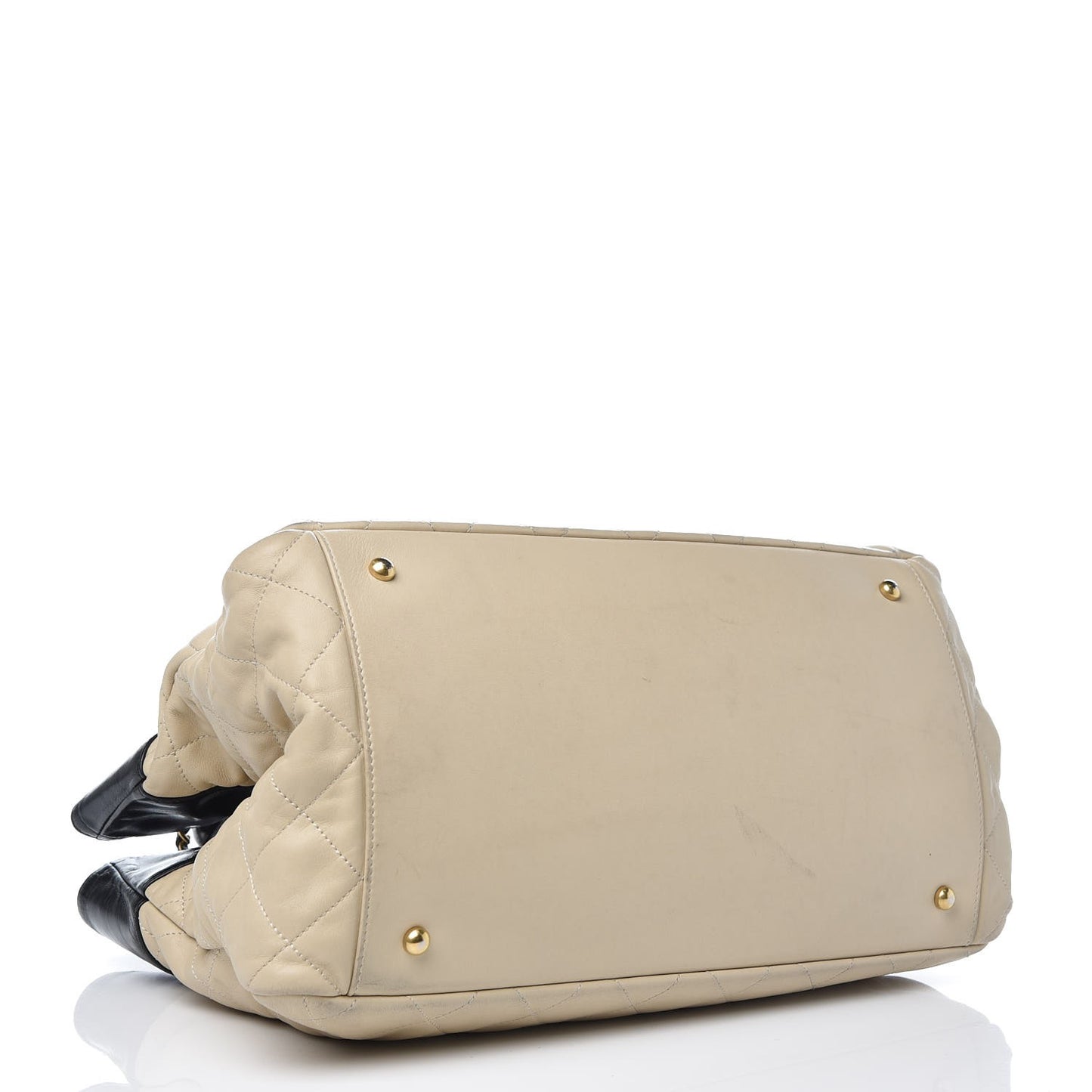 Calfskin Quilted In The Mix Shopping Tote Beige Black
