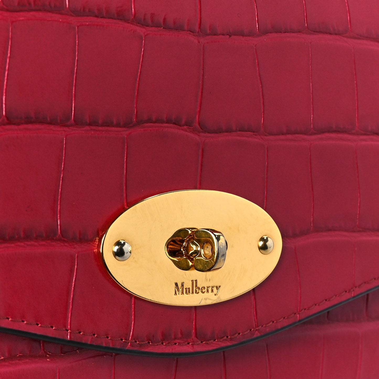 Crocodile Embossed Calfskin Small Red Berry