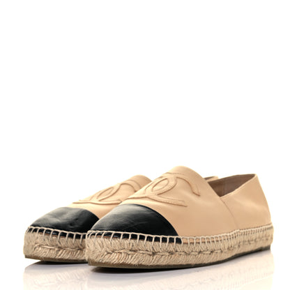 Chanel Lambskin CC Espadrilles 42 Beige Black 3 of 9