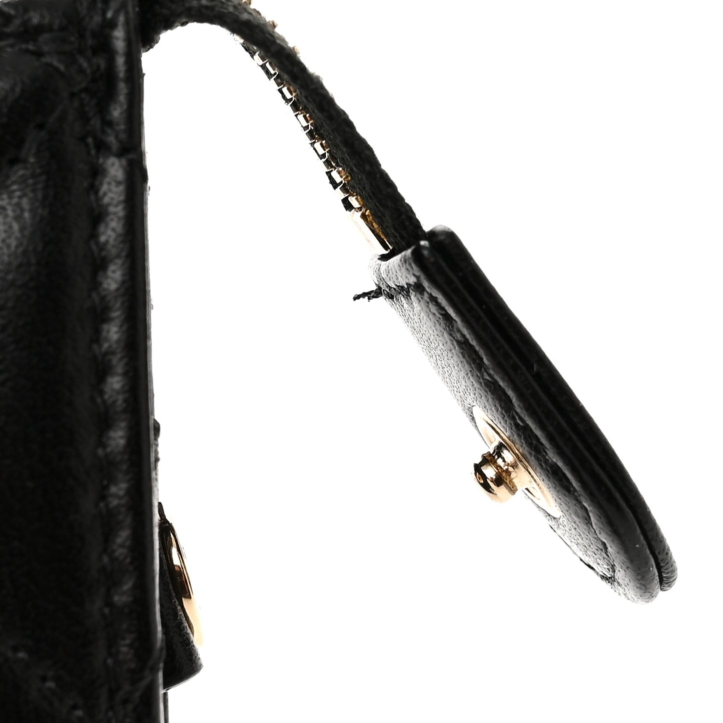 Lambskin Quilted All About Chanel Charm Wristlet Wallet Black