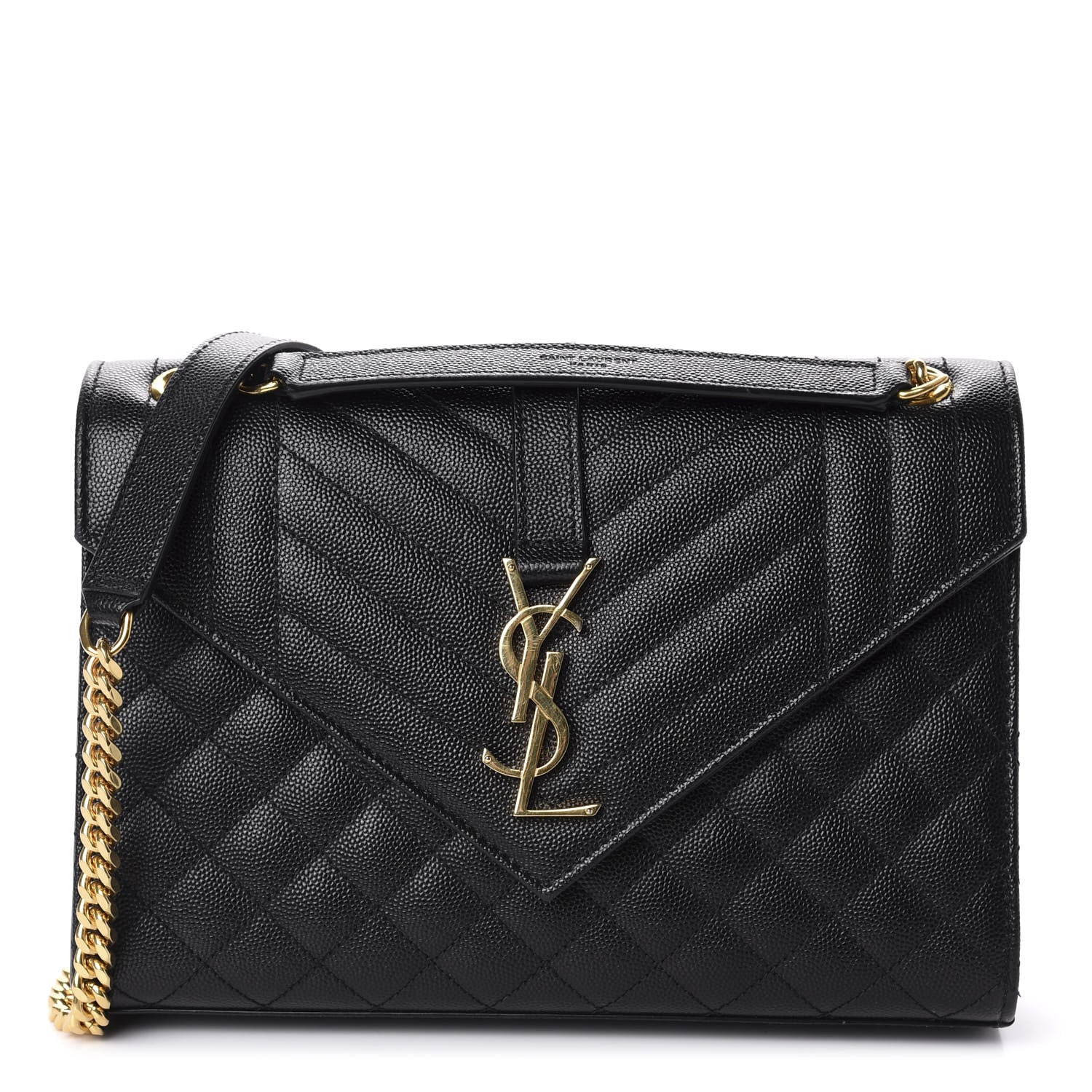 Saint Laurent Grain De Poudre Textured Mixed Matelasse Triquilt Medium Monogram Satchel Black 1 of 11