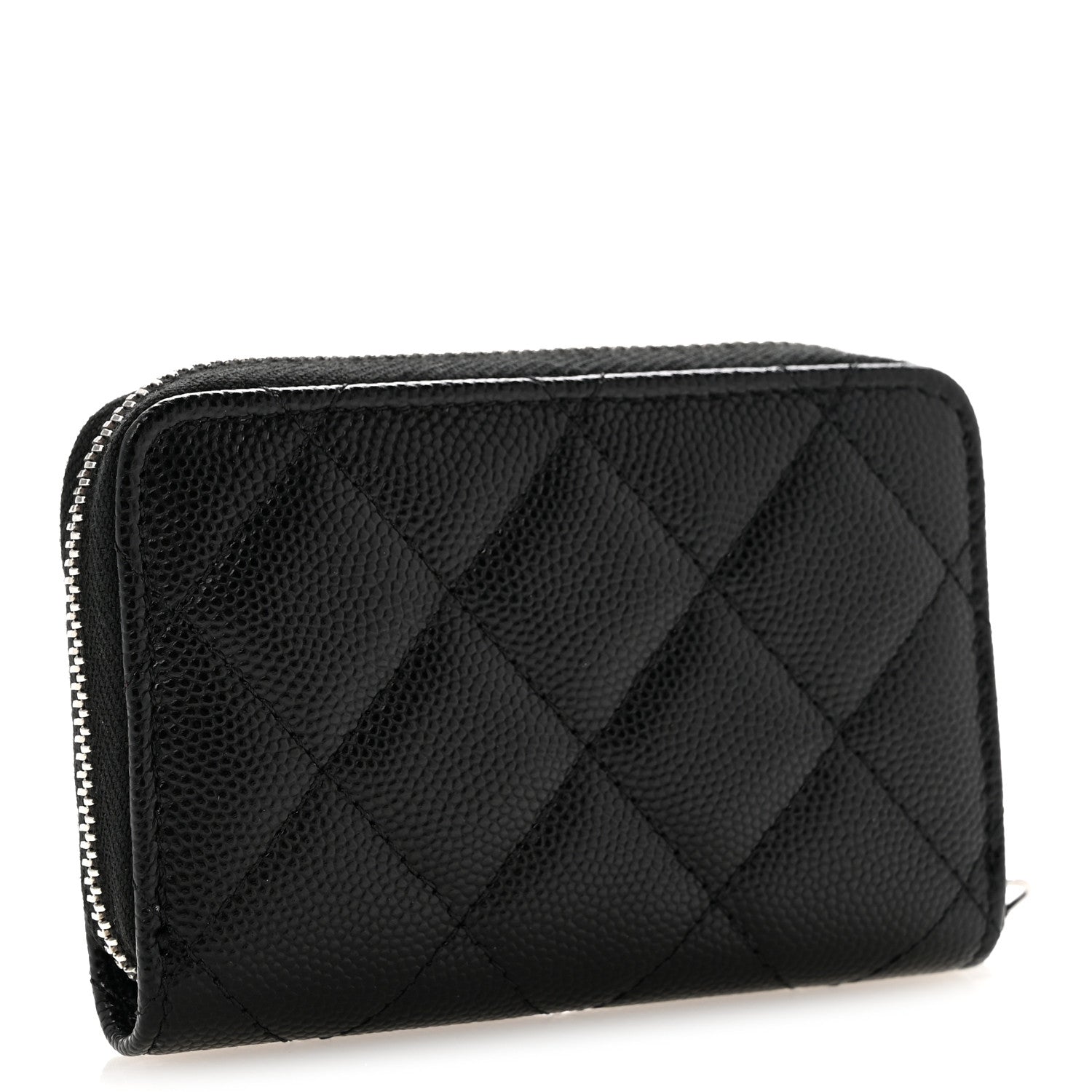 Chanel Caviar Quilted Coco Chanel Logo CC Zip Coin Purse Black 3 of 8