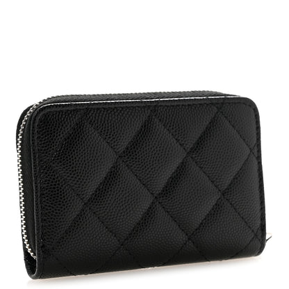 Chanel Caviar Quilted Coco Chanel Logo CC Zip Coin Purse Black 3 of 8