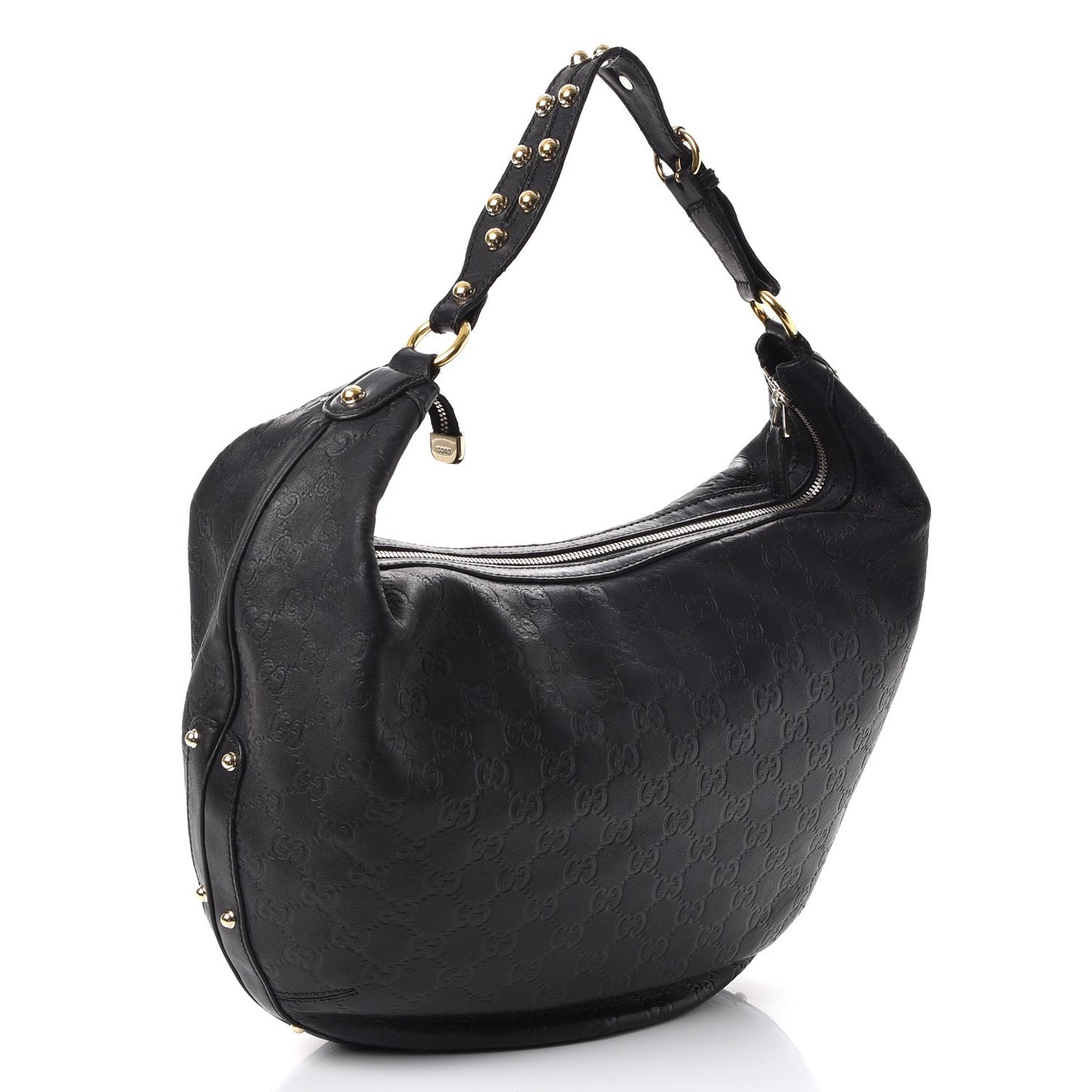 Guccissima Studded Large Biba Hobo Black