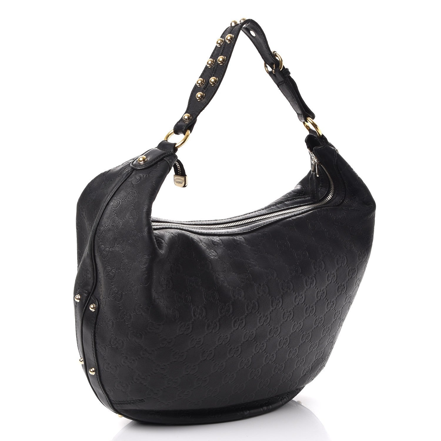 Gucci Guccissima Studded Large Biba Hobo Black 3 of 11