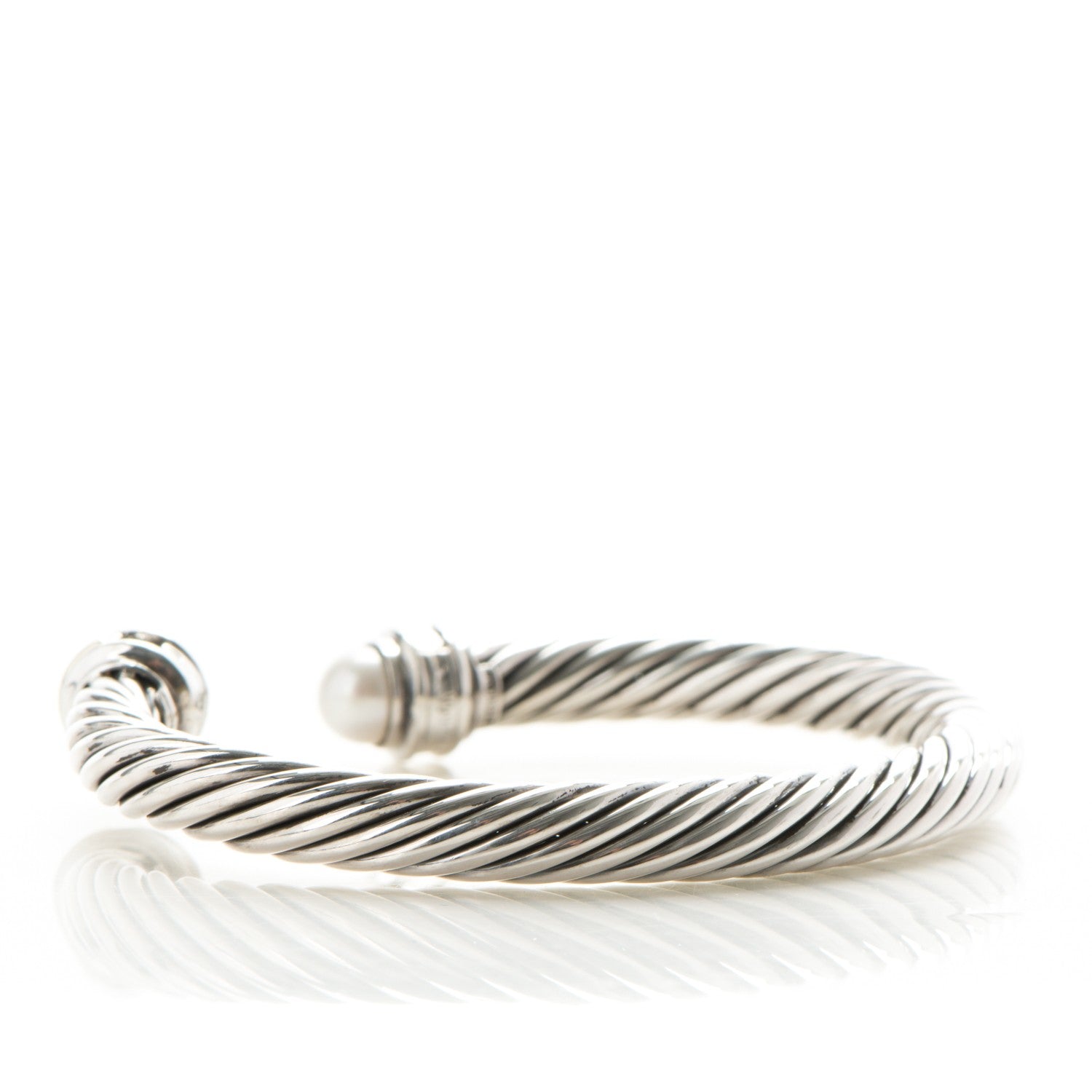 David Yurman Sterling Silver 14K Yellow Gold Pearl 7mm Cable Classics Bracelet 3 of 4