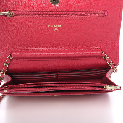 Chanel Caviar Quilted Wallet On Chain WOC Dark Pink 5 of 12