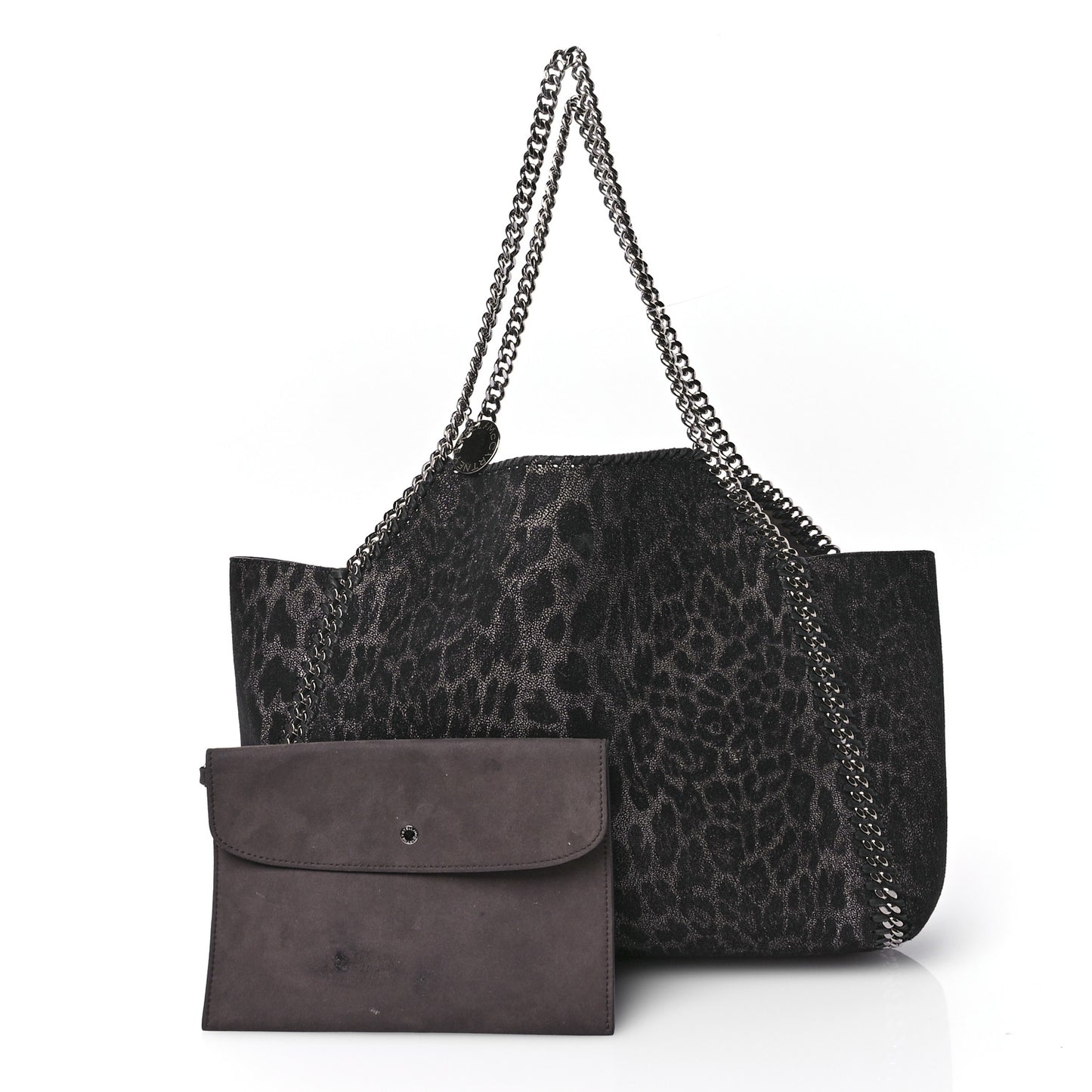 Leopard Shaggy Deer Falabella Reversible Tote Grey