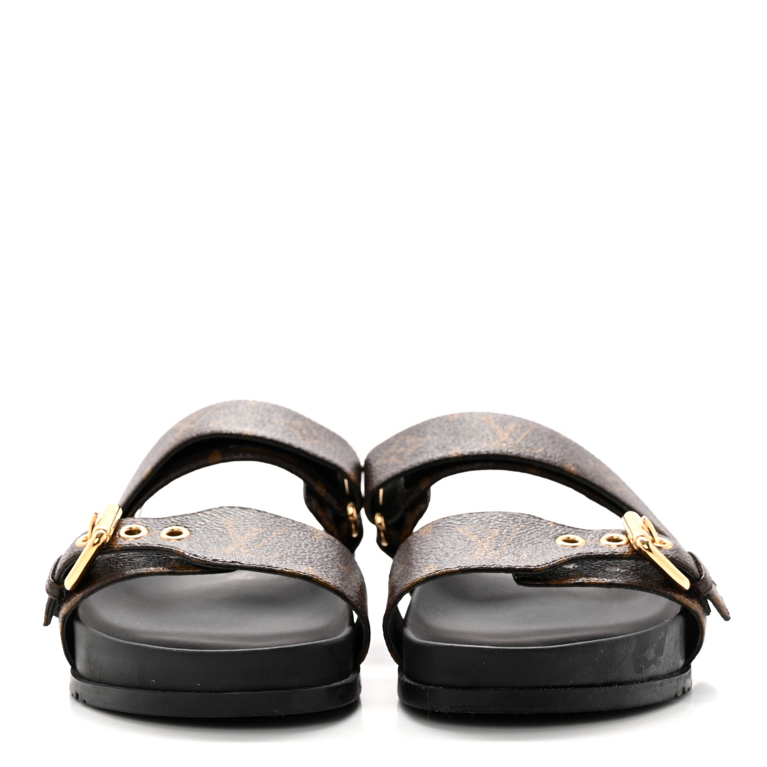 Louis Vuitton Bom Dia Flat Mule Sandals 36 Black 1347669