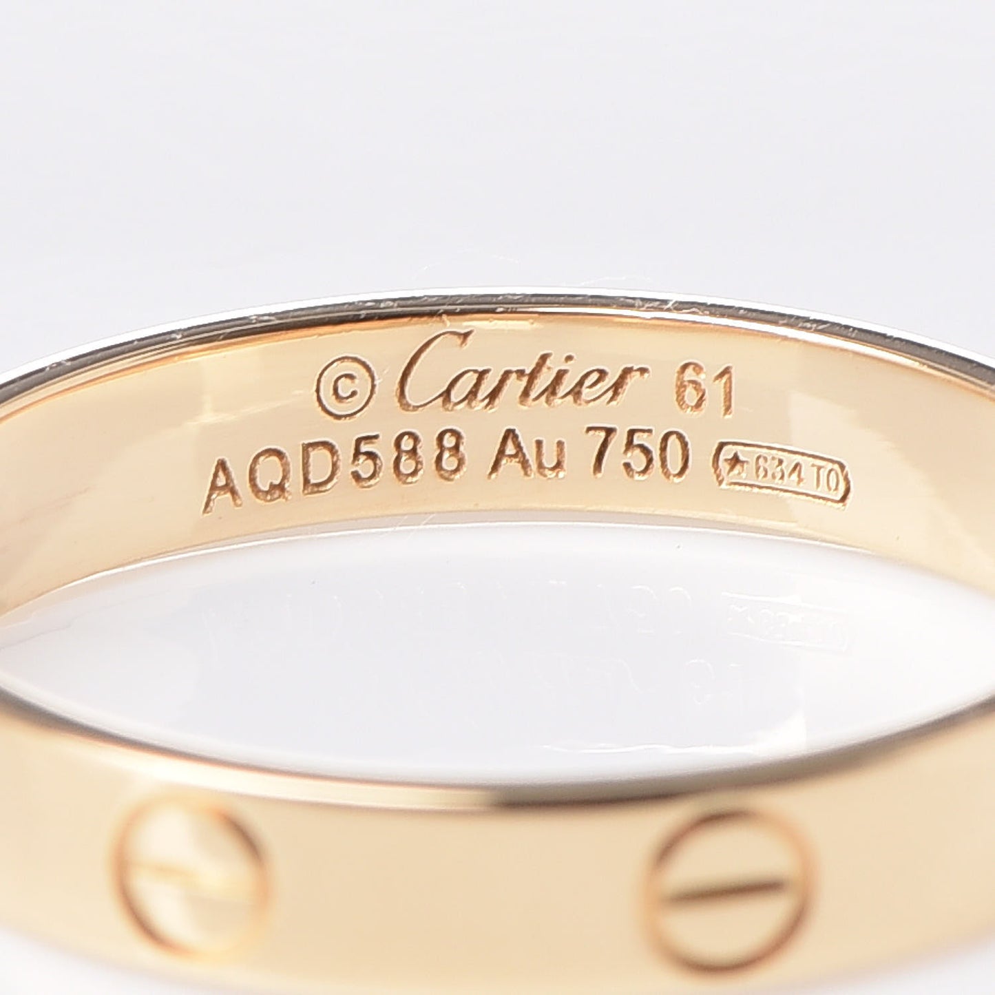 18K Yellow Gold 3.5mm LOVE Wedding Band Ring 61 9.5